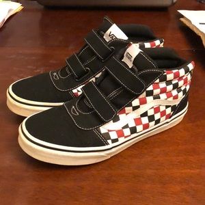 Vans Velcro checkered high tops Size 6 Big kids size 7.5 womens Excellent Cond